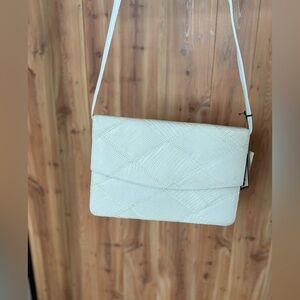 Vintage Palizzio Genuine Reptile White Patchwork Shoulder Bag Clutch NWT